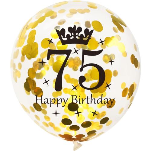 SHUNTAI 75th Birthday Balloons Black and Gold 75th Birthday Decorations for Men Women Happy 75 Birthday Latex Confetti Balloon 75 Years Old Theme Party Decor Supplies 15 Pack 12 Inch