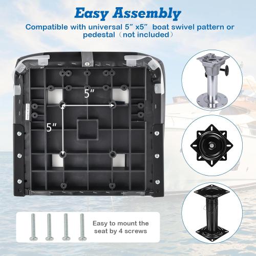 GYMAX Boat Seats Folding Low/High Back with Stainless Steel Screw Included, Fold-Down Boat Captain Chairs for Fishing Yachts