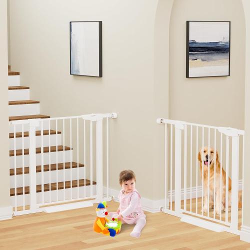 Cumbor 2 Pack 29.7-40.6(Extensions Included) Baby Gate for Stairs, Mom's Choice Awards Winner-Auto Close Dog Gate for doorways, Pressure Mounted Pet Gate Indoor, Wide Safety Child Gate for Dog,White