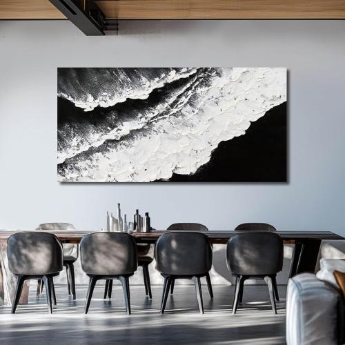 NBAODAN Abstract Wall Art Modern Artwork White Canvas Pictures Large Painting Textured Art 29x58 Black Office Wall Decor Home Decorations for Living Room