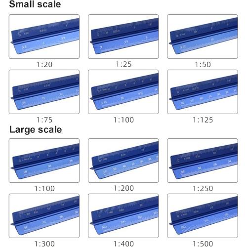 Scale Ruler, Metal Scale Ruler 2 Packs, Aluminium Architectural Scale Rule for Cutting for Architects, Draftsman and Students,Black,30CM