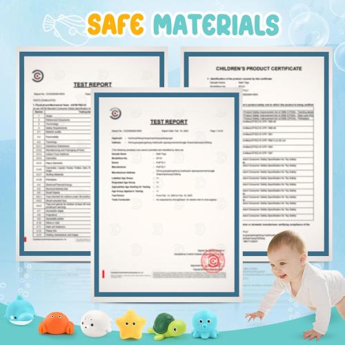 Bath Toys 6 Pack No Hole Baby Bathtub Toys Soft Squeezable & Float on Water Easy-Grip Toddler Bath Toy Set for Kids Ages 1-3 Tub Pool Toys
