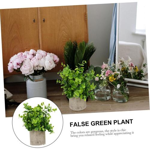 1Pc Realistic Faux Greenery Desktop Ornament Chic Potted Plant Decor for Home Office Decorative Adornment with Pulp Pot for Shelf Table Arrangement