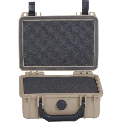 MEIJIA IP67 waterproof hard compact case,Customizable Fit Foam,8.12”x6.56”x 3.56”,Fit Use of Drones, Cameras,Equipments,lens (Desert Tan)