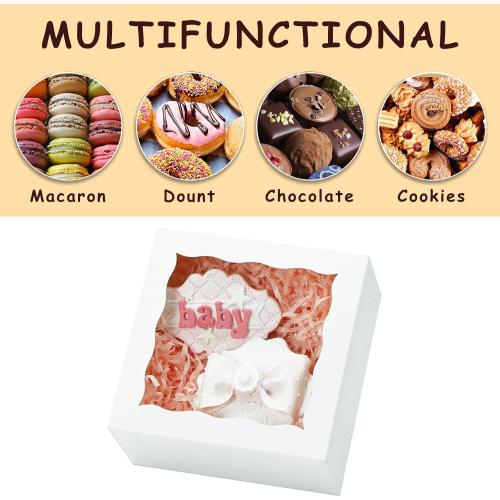 100pcs 5x5x2.5 Inch Cookie Boxes with window Bakery Boxes Dessert Treat Box Chocolate Covered Strawberries Box for Wedding Party Birthday