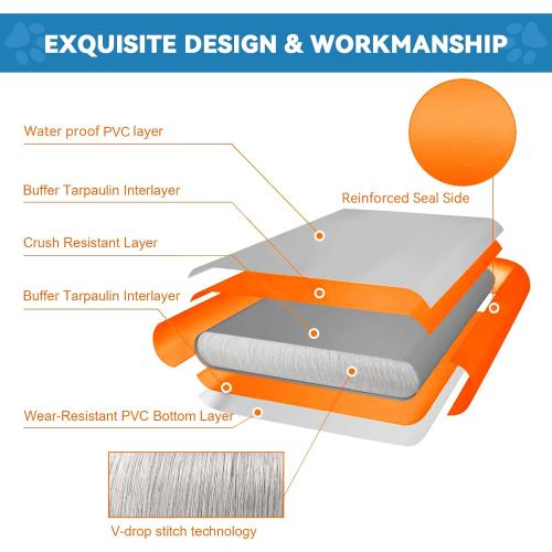 VOFiTNY Inflatable Pup Plank Dog Floating Dock Water Ramp Ladder Steps for Pool Boat Sea Lake, Pup Plank Orange