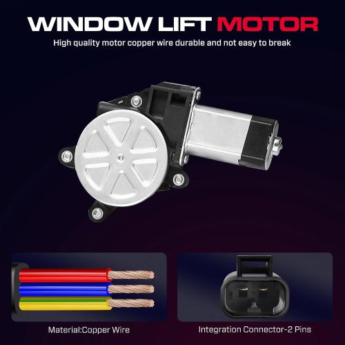 Front Driver Side Power Window Regulator with Motor (2 Pins) Fit for 2001-2006 Chevrolet Silverado 1500 3500, Avalanche Suburban GMC Sierra 1500 2500 3500 Yukon XL Cadillac Escalade, 741-644