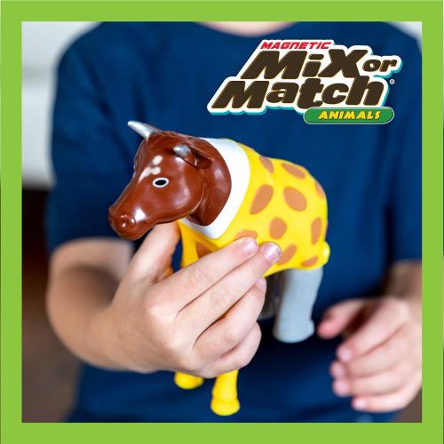 POPULAR PLAYTHINGS Magnetic Animals for Toddlers 1-3, Mix or Match Animal Toys, Set of 4 Gift for Kids - Jungle Animals
