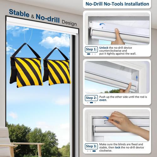 Smart Motorized Blinds with Remote, Cordless No-Drill Automatic Roller Shades, Blackout Electric Blind for Windows, White, 34 x 72