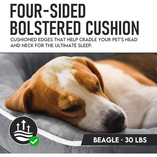 OhGeni Orthopedic Dog Couch Pet Sofa Large Sized Cat Beds with Comfort Foam Support, Soft Comfortable Fabric, Machine Washable Waterproof Removable Cover, 35-Inch (Gray)