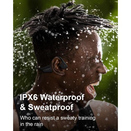 Bone Conduction Headphones 15H Playtime, IPX6 Waterproof Bone Conduction Earbuds, Open Ear Headphones Bluetooth 5.3 Wireless Earbuds with Mic Sweatproof Headset for Running, Cycling