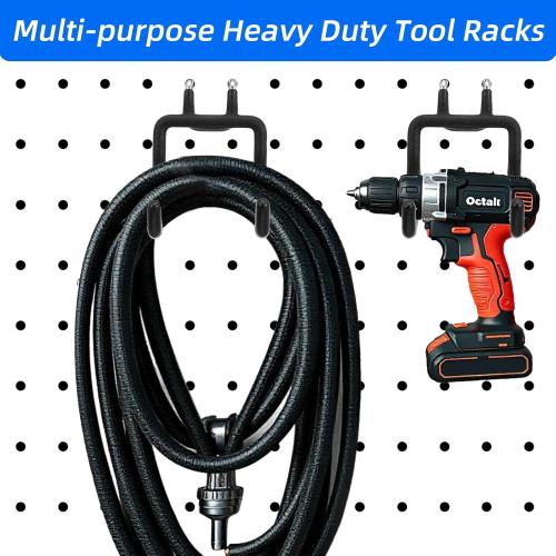 10-Pack Heavy Duty Pegboard Hooks – Pegboard Hooks Heavy Duty Peg Board Tool Hangers for Hanging Tools, Garage Peg Board Hook Organizer (4”x3.5”, Black)