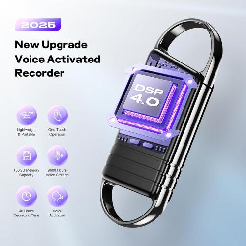 136GB Digital Voice Recorder - Xelarvex Voice Activated Recorder AI-Intelligent Noise Reduction, 4800 Hours Recording Device, Audio Recorder for Lectures/Meetings/Interviews