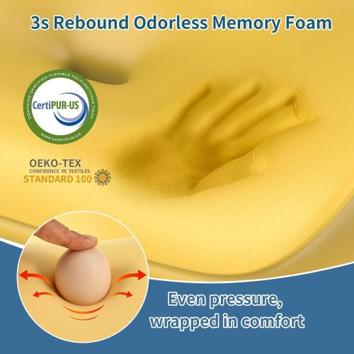 White and Blue Cervical Neck Pillow for Pain Relief - Ergonomic Memory Foam Contour Pillows for Side, Back & Stomach Sleepers, Cervical Pillow for Neck Support Sleeping with Breathable Cover