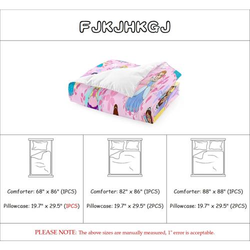 Princess Comforter Sets Standard for Girls, Cute Princess Bedding Comforter Sets, Pink standard Size Comforter Set for Girls Kids Standard Bedding Set with 1 Pillowcase