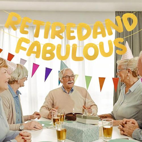 RETIREDAND FABULOUS 1 Pack Happy Retirement Banner, Retirement Decorations Congratulations Banner, Going Away Party Decorations, Congratulations, Goodbye Party Decorations