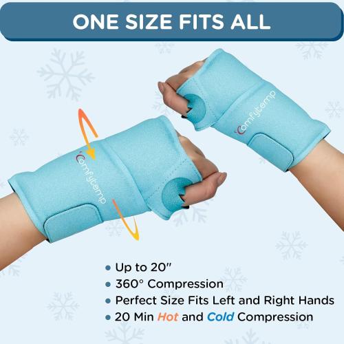 Comfytemp Wrist Ice Pack Wrap for Carpal Tunnel Relief, 2 Packs, FSA Eligible HSA, Gel Ice Packs for Injuries Reusable for Wrist Hand Pain, Hot Cold Compress Brace, Surgery Recovery Gifts Men Women
