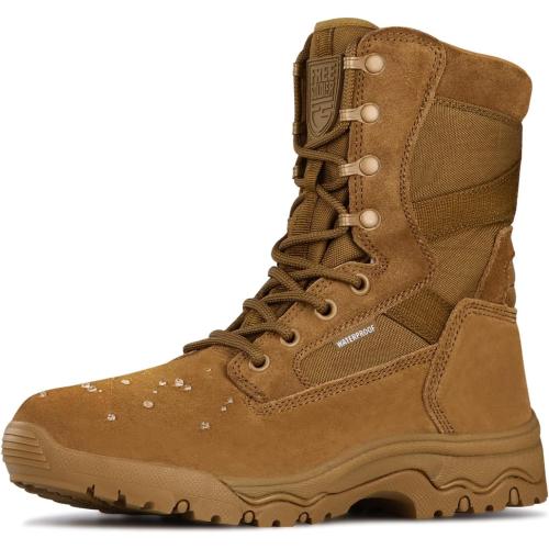 FREE SOLDIER Men's Tactical Boots 8 Inches Lightweight Combat Boots Durable Suede Leather Military Work Boot Desert Boot