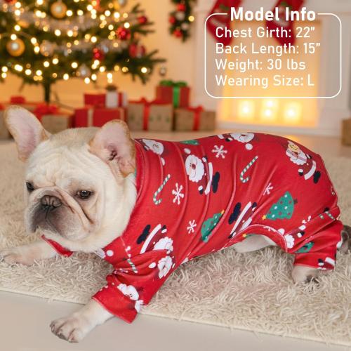 KYEESE Christmas Dog Pajamas Santa Claus Turtleneck Dog Pjs for Large Dogs Holiday Pet Onesie Soft Velvet 4 Legs Cozy Pet Sleepwear Warm Doggie Christmas Outfit, XXX-Large