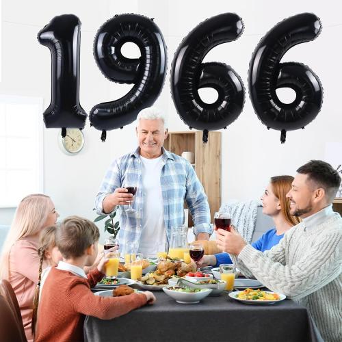 TONIFUL 60th Birthday Balloons Black 1966 Balloon Banner Thirty Year Old Party Decorations for Men Women 60 Anniversary Party Supplies Photo Props Background Decorations COLOR PINK