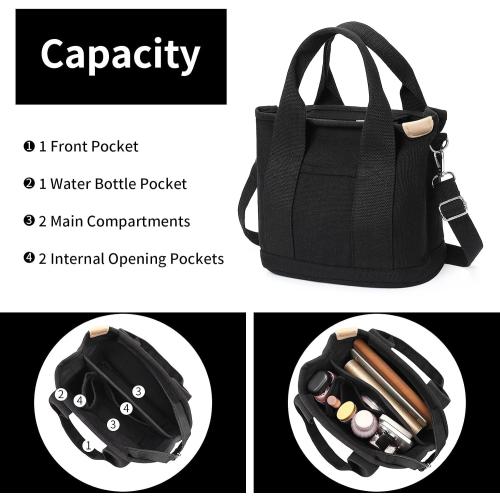 Small Tote Bags for Women Canvas Purses with Zipper Crossbody Mini Tote Satchel Hobo Work Beach Bag Shoulder Handbags