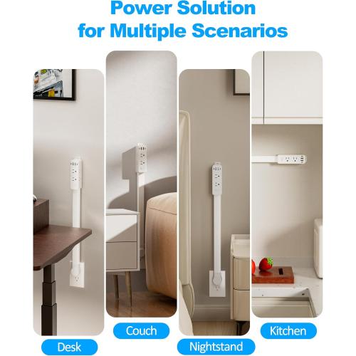 Olcorife Outlet Extender Stick, Power Strip with 6 Outlets & 4 USB Ports, Extends 22-34, Rotates 180°(90° per Side), Home Dorm Essential for Nightstand, Couch and Desk