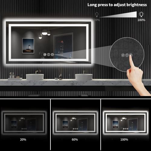 LOAAO 55X30 LED Bathroom Mirror with Lights, Anti-Fog, Dimmable, Backlit   Front Lit, Lighted Bathroom Vanity Mirror for Wall, Shatter-Proof, Memory Function, ETL Listed