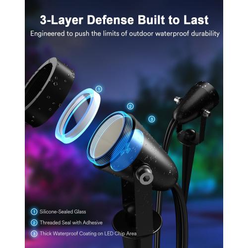 ANGELHALO Smart Landscape Spotlights, Low Voltage IP65 Waterproof Outdoor Spotlights Compatible with APP/Voice/Alexa Control, Color Changing Lights for Yard Garden Pathway Lawn, 6 Pack