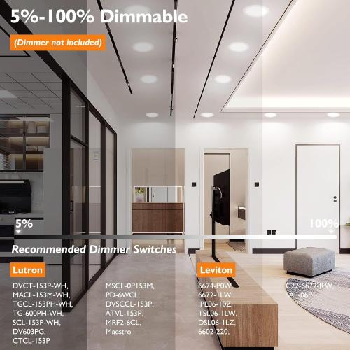 BesLowe 12 Packs 6 Inch 5CCT LED Recessed Ceiling Lights Ultra-Thin with Junction Box, 12W 150W Eqv, 3000K/3500K/4000K/5000K/6500K, 1200LM Dimmable Canless Downlights for Kitchen Hallway Dining Room