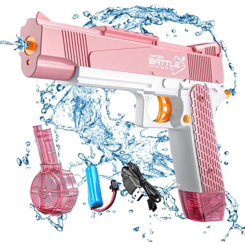 Pink Electric Water Gun with Long Range,Automatic Squirt Gun for Kids and Adults, Long Distance Water Pistol for Pool Beach Outdoor Play