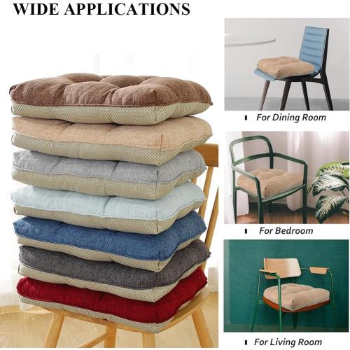 LINGXIYA Chair Cushions for Dining Chairs 4 Pack,Soft and Comfortable Tufted Kitchen Chair Pads with Ties,U-Shaped Skid-proof Seat Pad,18 x 17 inches (Blue)