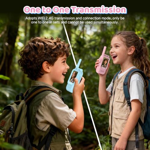 Video Walkie Talkie Toys for Age 3-12 Boys Girls, 2 Pack Walkie Talkies with Screen, Long Range 2 Way Radio with 4 Voice Effects, Christmas Birthday Gifts for Kids Indoor Outdoor Camping