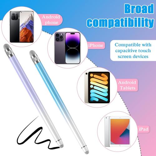 Bopomofo 2PCS Stylus Pens for Touch Screens,Stylus Pen for iPhone/iPad/Tablet Android/Microsoft Surface,Compatible with Touch Screens(Purple/Blue)