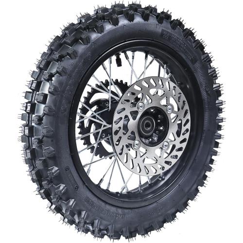 3.00-12 80/100-12 Dirt Bike Rear Rim Wheel Tire With 12mm Bearing for 50cc 110cc 125cc SSR125 TTR90 TTR110 PW80 CRF70 XR70 KX65 KLX110 RM65 Apollo TaoTao DB14 Coolster Pit Bike Motorcycle