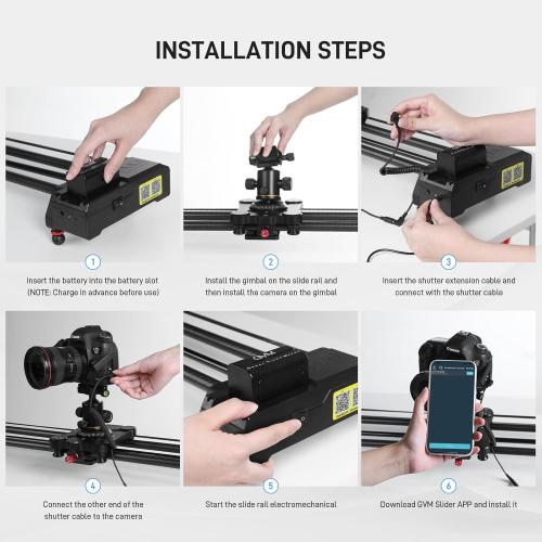 GVM 48/120CM Carbon Fiber Motorized Camera Slider, Professional Camera Slider with Remote Control, Support Video Mode, Time Lapse Photography, Horizontal, Tracking and 120° Panoramic Shooting
