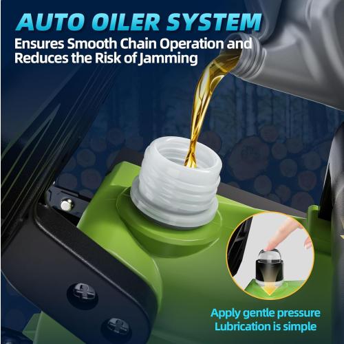 12 Inch Cordless Brushless Electric Chainsaw, 2 × 4.0mAh Batteries & Auto Oiler Security Lock, 32.81FT/S Powered Compact HandHeld Chain Saw, for Tree Trimming, Wood Cutting Garden, Pruning