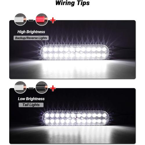 Aluminum Housing White 24LEDs Trailer Backup Reverse Light Surface Mount 7.5 inch Bar Strip Truck Bed Lights of Pickup Tractor Camper IP67 Waterproof 2Pcs