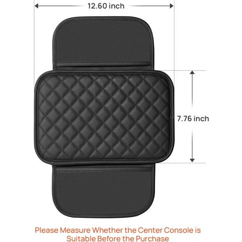 JOYTUTUS Center Console Cover with Storage Bag for SUV Sedan Car, Thin Middle Console Cover Arm Rest Pad, Leather 12.6 x 7.75 x 0.66