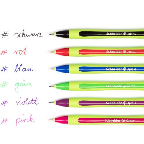 Schneider Xpress Premium Fineliner, 0.8 mm Porous Point, Light Green Barrel, Red Ink, Box of 10 Pens (190002)