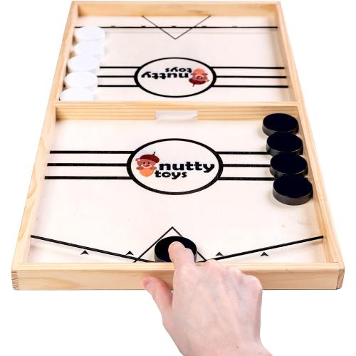 Nutty Toys Sling Puck Family Game XL - Fast & Rapid Tabletop Table Battle 2025 Unique Kids, Teens & Adults Easter Basket Stuffers Idea, Best Teenage Girl, Teen Boy & Tween Birthday Present