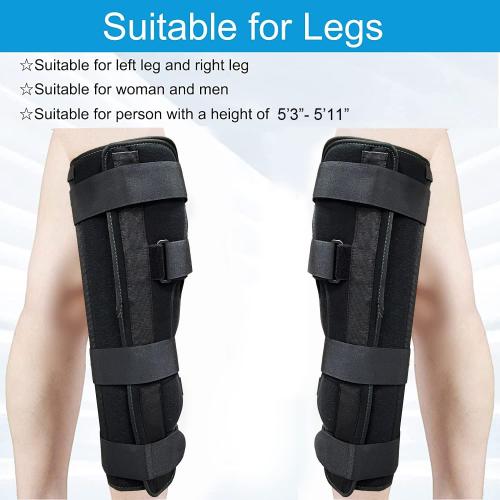 3-Panel Knee Immobilizer Full Leg Support Brace, Aluminum alloy Straight Knee Splint - for Knee Pre-and Postoperative & Injury or Surgery Recovery (Update Size M)