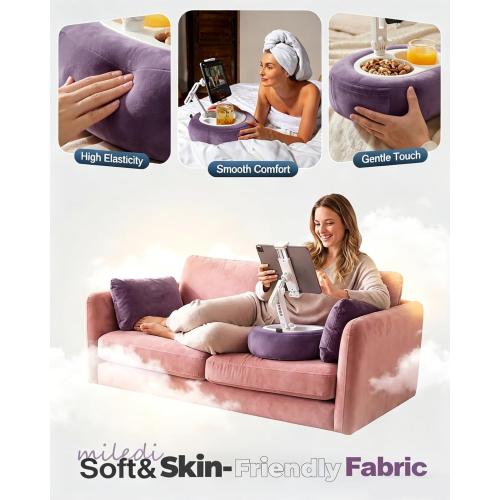 Miledi Tablet Pillow Stand for Bed with 360° Rotating Holder, Purple