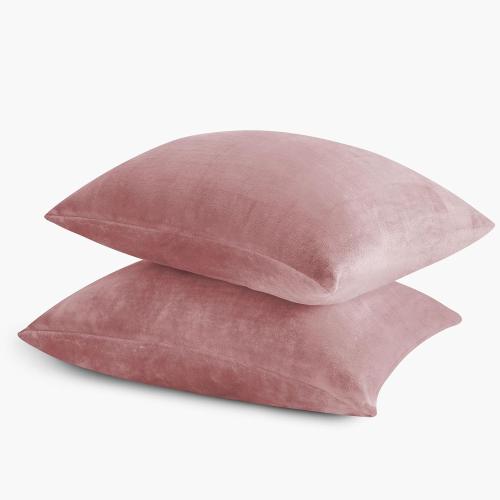 BEDELITE Flannel Pillowcases Standard Set of 2, Super Soft Fleece Pillow Case Cover with Zipper for Bedroom, Sofa, Luxury Cozy Fuzzy Velvet Pillow Shams for All Seasons(20x26 Inches, Dusty Pink)