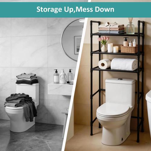 Over The Toilet Storage Shelf,3 Tier Storage Over Toilet,New Upgraded Multifunctional Over The Toilet Rack Increase in Width and Thickness,Space Saver Bathroom Shelves,More Stable and Easy to Install