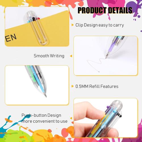 Handepo 60 Pcs 6 in 1 Multicolor Pen Bulk 0.5 mm 6 Colors Retractable Colorful Ink Rainbow Pen for Back to School Students Gifts Birthday Prizes Carnival Reward Party Favors Supplies Office