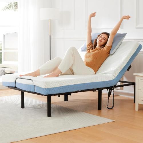 Marsail Twin XL Adjustable Bed Base Frame, 3 Options Heights 8 10 13 Head and Foot Incline, 4 USB Ports and 5 Min Assembly for Lounging, Reading, Reduce Snoring and Acid Reflux