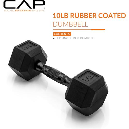 CAP Barbell Coated Hex Dumbbell Weight - Single | 10-120 lbs | Multiple Options