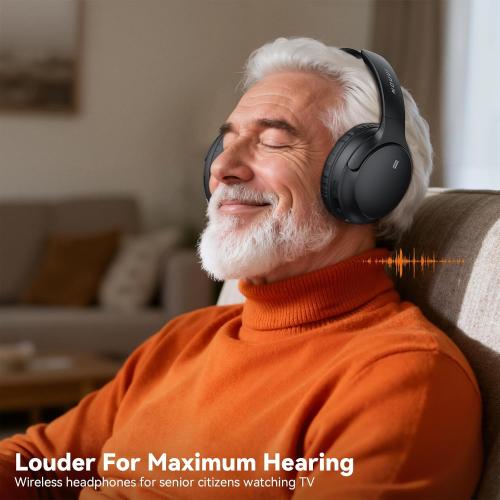 Wireless Headphones for TV Watching, TV Headphones Wireless for Seniors with Transmitter Charging Base, No Delay Bluetooth Headphones for TV for Hard of Hearing, Plug and Play, Gifts for Elderly
