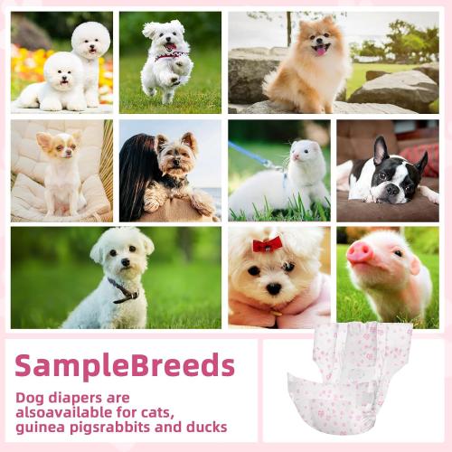 Disposable Dog Diapers Female 90 Count Doggie Diapers for Female Dogs Super Absorbent Extra Large Dog Pads for Heat Excitable Urination or Incontinence - Pink