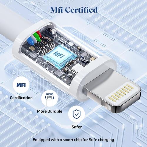 Ximytec iPhone 14 13 12 11 Charger Fast Charging [MFi-Certified] 2Pack 20W Type-C Fast Charger Blocks with 6FT USB C to Lightning Cables Compatible with iPhone 14/13/ 12/11/ XS/XR/X/ 8 /iPad (White)** missing one cord**